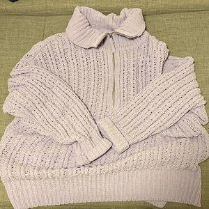 Aerie Ribbed Cowl Neck Sweater - Light Purple